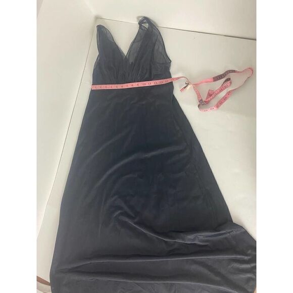 Vintage Van Raalte Nightgown Slip Dress Black Nylon 50s 60s - Size 38 - Picture 3 of 9
